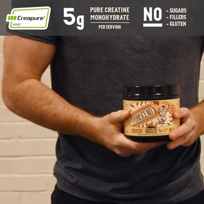 Earth Fed Muscle Transcend Creatine Monohydrate - 100% German Creapure, Muscle Recovery, Muscle Building, Cellular Energy Production - Gluten Free, Soy Free - Unflavored 5g per Serving, 60 Servings