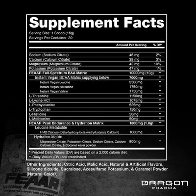 DRAGON PHARMA Dr. FEAAR Advanced Full-Spectrum EAA Matrix, Supports Muscle Protein Synthesis and Recovery, Enhanced Training Capacity (30 Servings, Pink Dragon)