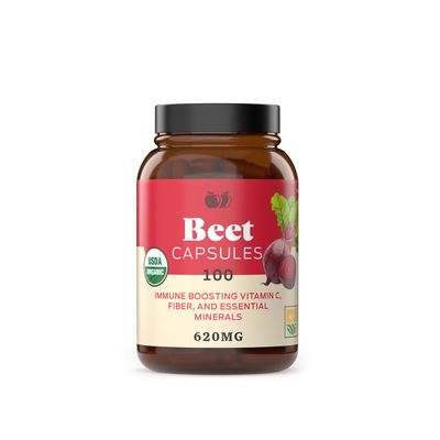 Organic Beet Root Capsules - Made in The USA, Naturally Boost Energy, Stamina, &amp; Nitric Oxide with a Pure Organic Beet Root Supplement