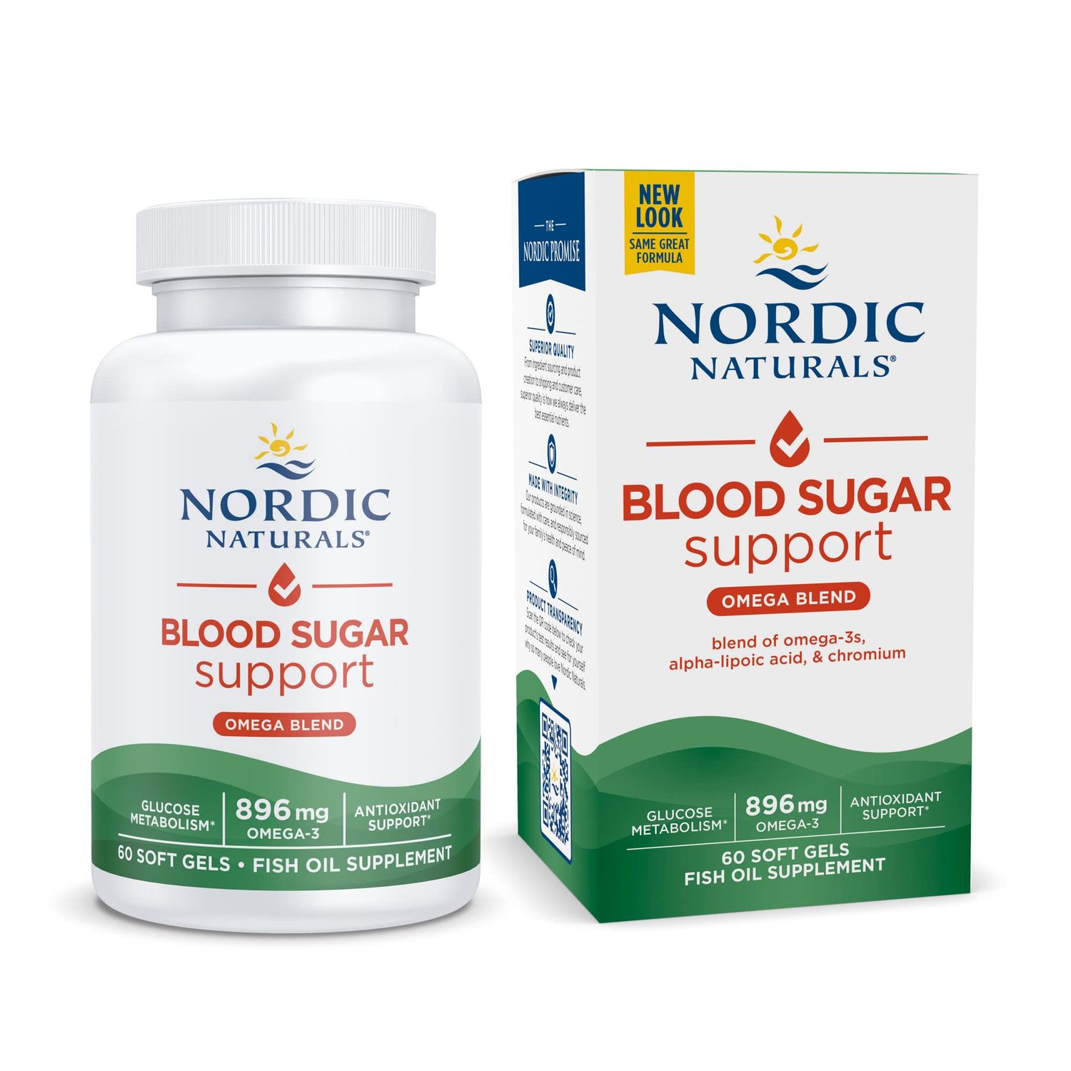 Nordic Naturals Omega Blood Sugar, Lemon - 60 Soft Gels - 896 mg Omega-3 + Alpha-Lipoic Acid &amp; Chromium - Metabolism - Non-GMO - 30 Servings