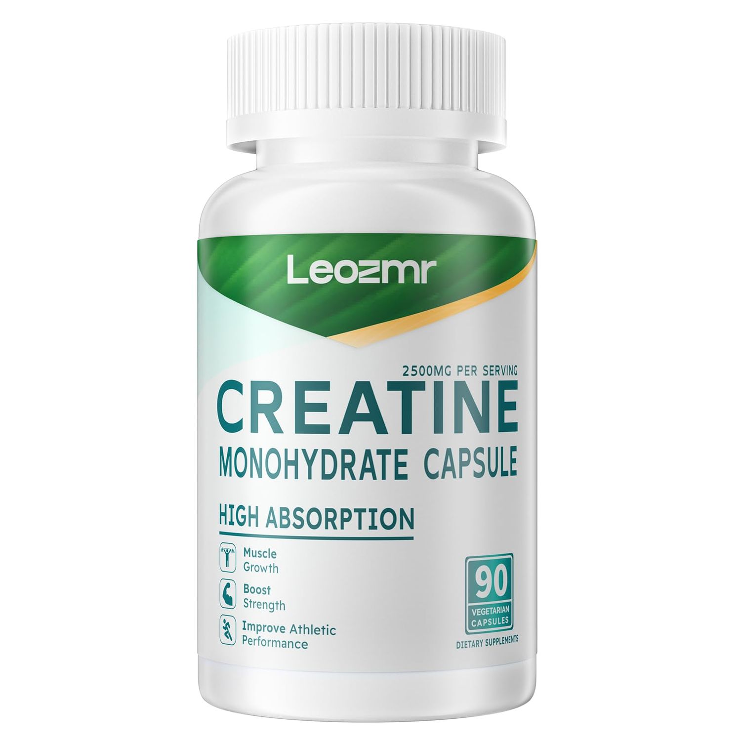 Leozmr Creatine Monohydrate 2500mg, 90 Capsules - Gluten Free, Non-GMO