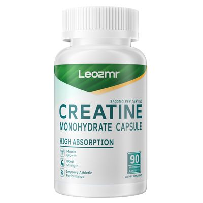 Leozmr Creatine Monohydrate 2500mg, 90 Capsules - Gluten Free, Non-GMO