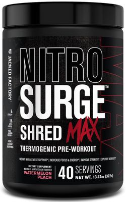 Nitrosurge Shred Max Preworkout - High-Performance Thermogenic Pre Workout Powder for Men and Women with L Citrulline, Acetyl L Carnitine, Organic Caffeine - 40 Servings, Watermelon Peach