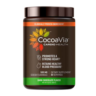 CocoaVia Cardio Health Cocoa Powder, 30 Servings, 500mg Cocoa Flavanols, Support Heart Health, Boost Nitric Oxide, Improve Circulation, Energy, Preworkout, Vegan, Dark Chocolate Cacao