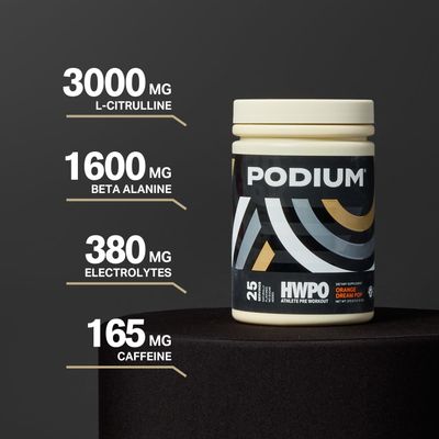 Podium Nutrition, Athlete Pre Workout Powder, Orange Dream Pop, 25 Servings, Beta Alanine and Caffeine for Energy, Gluten Free, Soy Free, Dairy Free