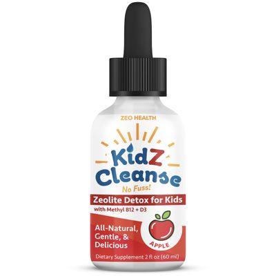 Kidz Cleanse | Zeolite Detox for Kids | Development, Behavior, Energy and Gut Health Support Supplement | Easy to Take, Pure Liquid Zeolite Drops + Methyl B12 + D3 (Apple Flavor) - 2oz