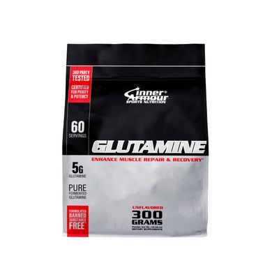 Inner Armour Pure Glutamine Powder - Post Workout Recovery - Muscle Growth - Immune System Function - Fast Dissolving, Flavor-Free, Vegan-Friendly Fitness Supplement - 300 gr or 60 Servings