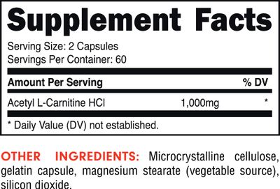 Bucked Up Acetyl L-Carnitine 1000mg Per Serving, Supports Brain Function Essentials (60 Servings, 120 Capsules)
