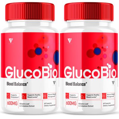(2 Pack) GlucoBio Health Capsules Gluco Bio Pills, Gluco Bio Natural Vitamin Overall Health and Wellness Glycogen Support Supplement, BioGluco Capsules (120 Capsules)