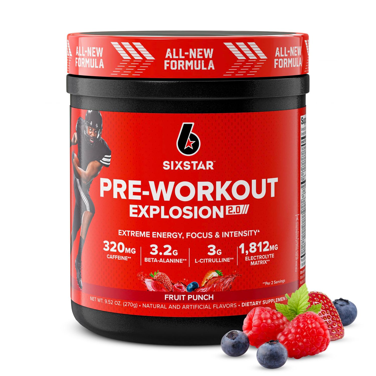 Six Star Pre-Workout Powder for Men &amp; Women, Fruit Punch (30 Servings) - Preworkout Explosion 2.0 Energy Powder Drink Mix with Beta-Alanine &amp; Caffeine - Sports Nutrition Supplement Products