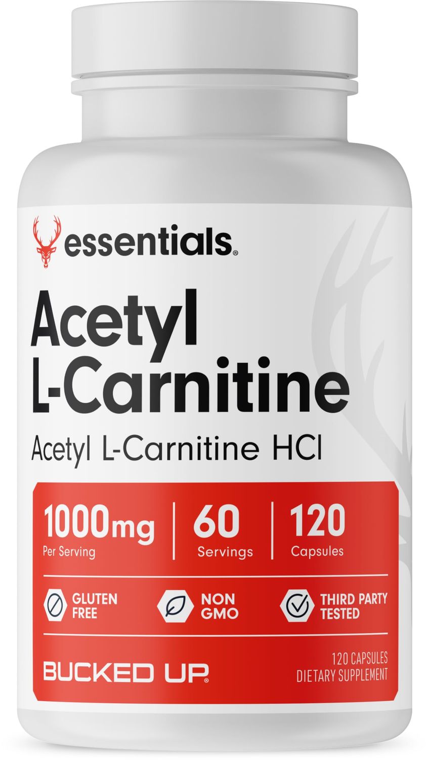Bucked Up Acetyl L-Carnitine 1000mg Per Serving, Supports Brain Function Essentials (60 Servings, 120 Capsules)