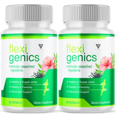 (2 Pack) Flexigenics Capsules, Flex genics Maximum Strength Joint Health and Daily Mobility Multivitamin Support Supplement, Flexgenics Advanced Joint Flexibility Formula Supplement (120 Capsules)