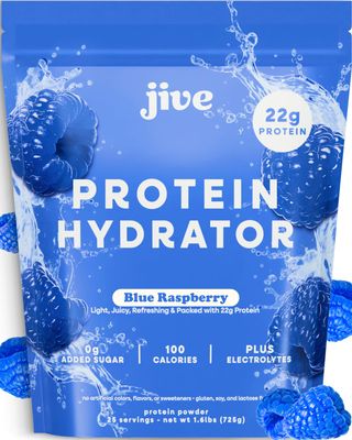 Jive Protein Hydrator Clear Protein Powder - w/Electrolytes, 22g Protein, 100 Calories &amp; 25 Servings - Blue Raspberry - Grass Fed Clear Whey Isolate Protein - Clear Whey Protein Powder