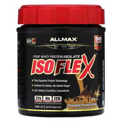 ALLMAX Nutrition ISOFLEX Whey Protein Isolate, Chocolate Peanut Butter - 0.9 lb - 27 Grams of Protein Per Scoop - Zero Fat &amp; Sugar - 99% Lactose Free - Gluten Free &amp; Soy Free - Approx. 15 Servings