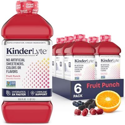 Kinderlyte | Pediatric Electrolyte Solution | Doctor-Formulated for Rapid Rehydration | No Artificial Sweeteners, Colors or Flavors | Kid-Friendly Taste (Fruit Punch, 6-Pack) Kinderlyte | Pediatric Electrolyte Solution | Doctor-Formulated for Rapid Rehydration | No Artificial Sweeteners, Colors or Flavors | Kid-Friendly Taste (Fruit Punch, 6-Pack)