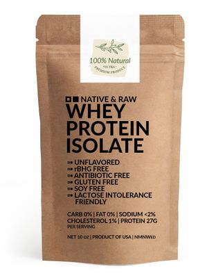 NMNWed Native &amp; Raw Whey Protein Isolate, Unflavored, 0% Carb/Fat, 1% Cholesterol, 2% Sodium, rBGH Free, Antibiotic Free, Gluten Free, Soy Free, Good for Keto, Paleo, and Lactose Intolerance (10 oz)