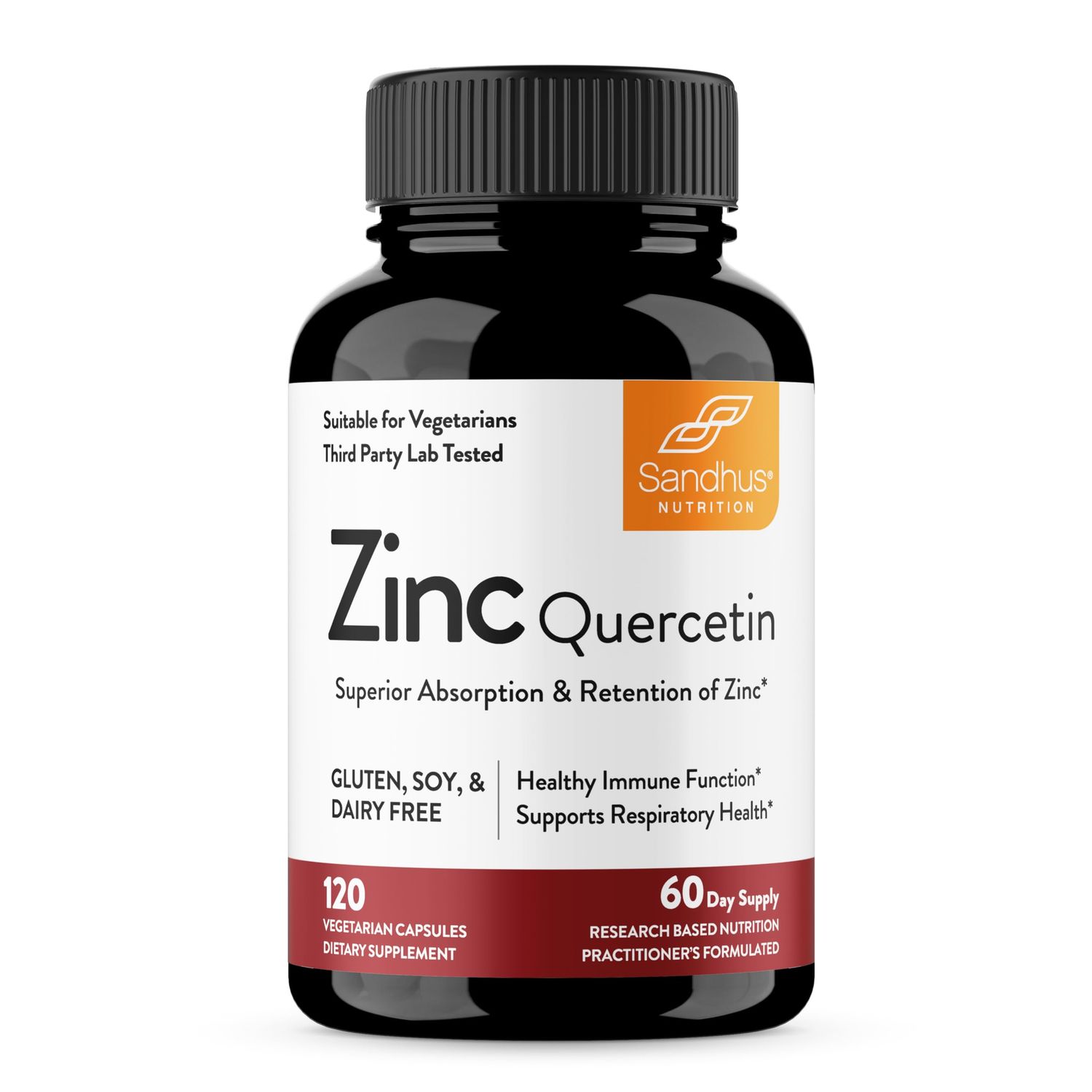 Sandhus Zinc Quercetin 120 Vegetarian Capsules - Zinc Supplements for Antioxidant Immune Support Zinc for Men and Women - Gluten, Soy, Dairy Free
