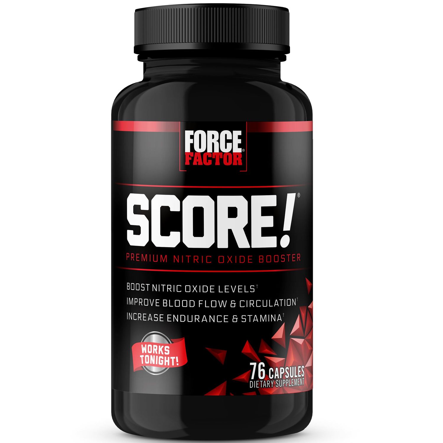 Force Factor SCORE! Nitric Oxide Supplement for Men with Horny Goat Weed, L-Citrulline, Ashwagandha, Black Maca &amp; Tribulus, Ignite Drive &amp; Energy, Increase Endurance, For Male Vitality, 76 Capsules