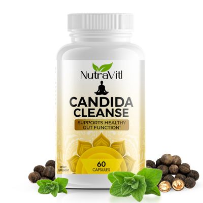 Candida Cleanse (60 Capsules) Gut &amp; Colon Support for Men &amp; Women - Natural Herbs for Intestinal Detox - Prevent Yeast Overgrowth - Includes Oregano Leaf, Wormwood, Black Walnut, Caprylic Acid