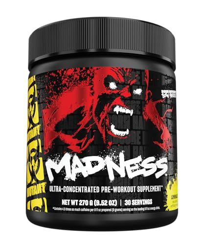 Mutant Madness | Pre Workout Powder Supplement Performance and Pump Blend Includes L-Citrulline, Beta-Alanine, Taurine, L-Tyrosine | 30 Serving | Lemonade
