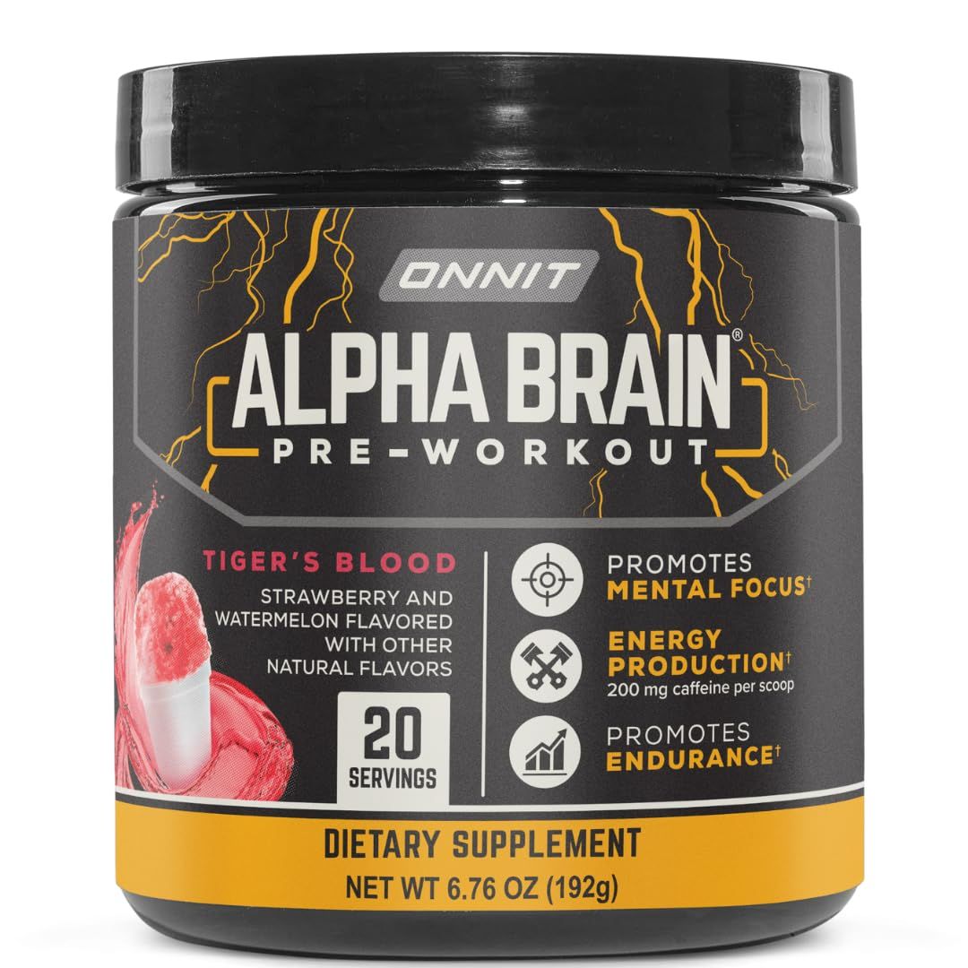 ONNIT Alpha Brain Pre-Workout - Tiger&#39;s Blood (20 Serving Tub)