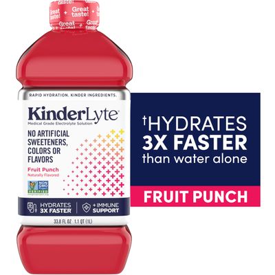 Kinderlyte | Pediatric Electrolyte Solution | Doctor-Formulated for Rapid Rehydration | No Artificial Sweeteners, Colors or Flavors | Kid-Friendly Taste (Fruit Punch, 6-Pack)
