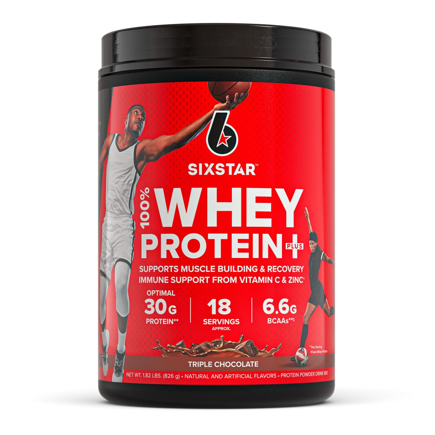 Whey Protein Powder | Six Star Whey Protein Plus | Whey Protein Isolate &amp; Peptides | Lean Protein Powder for Muscle Gain | Muscle Builder for Men &amp; Women | Triple Chocolate, 1.82 lbs (826 g)