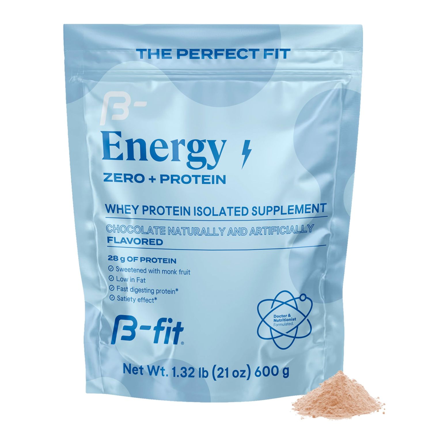 B-FIT B Whey Zero Protein 600 gr - Chocolate Puffs Flavor - High Purity and Concentration Amino Acids - Easy Absorption - Low in Fat and Carbohydrates -17 Servings