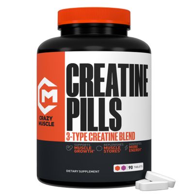 Creatine Pills - 5g 3X Pure Creatine Monohydrate Pills - Pre Workout Bulk Muscle Mass Gainer - High Absorption Easy-to-Take ThreeAtine 3 Type Optimum Performance for Lean Growth Men Women - 90 Tablets