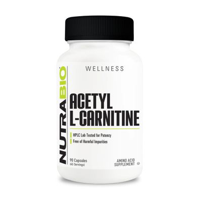 NutraBio Acetyl L-Carnitine (ALCAR) Supplement, 500mg - Support Natural Energy Production, Metabolic Management, and Overall Health, 90 Capsules