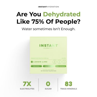 Instant Hydration Electrolytes Powder Packets - Lemon Lime Drink Mix - Zero Sugar - Keto, Vegan, Gluten-Free, Non-GMO - Boost Recovery, Brain Health, Muscle &amp; Tissue Support- 30 Sticks