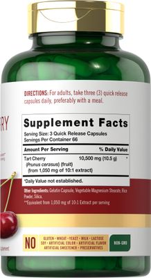 Carlyle Tart Cherry Capsules | 10,500mg | 200 Pills | Max Potency | Non-GMO, Gluten Free | Tart Cherry Juice Extract