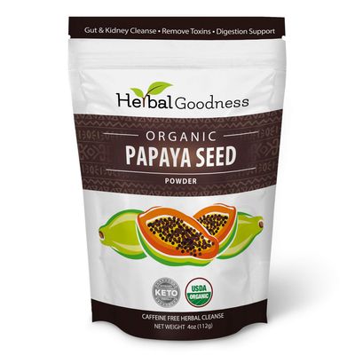 Organic Papaya Seeds Powder 4oz - 100% Natural Cleanse with Papain for Gut &amp; Digestive Health Support - Papaya Seed for Body Detox &amp; Colon Broom Formula - 1 Pack