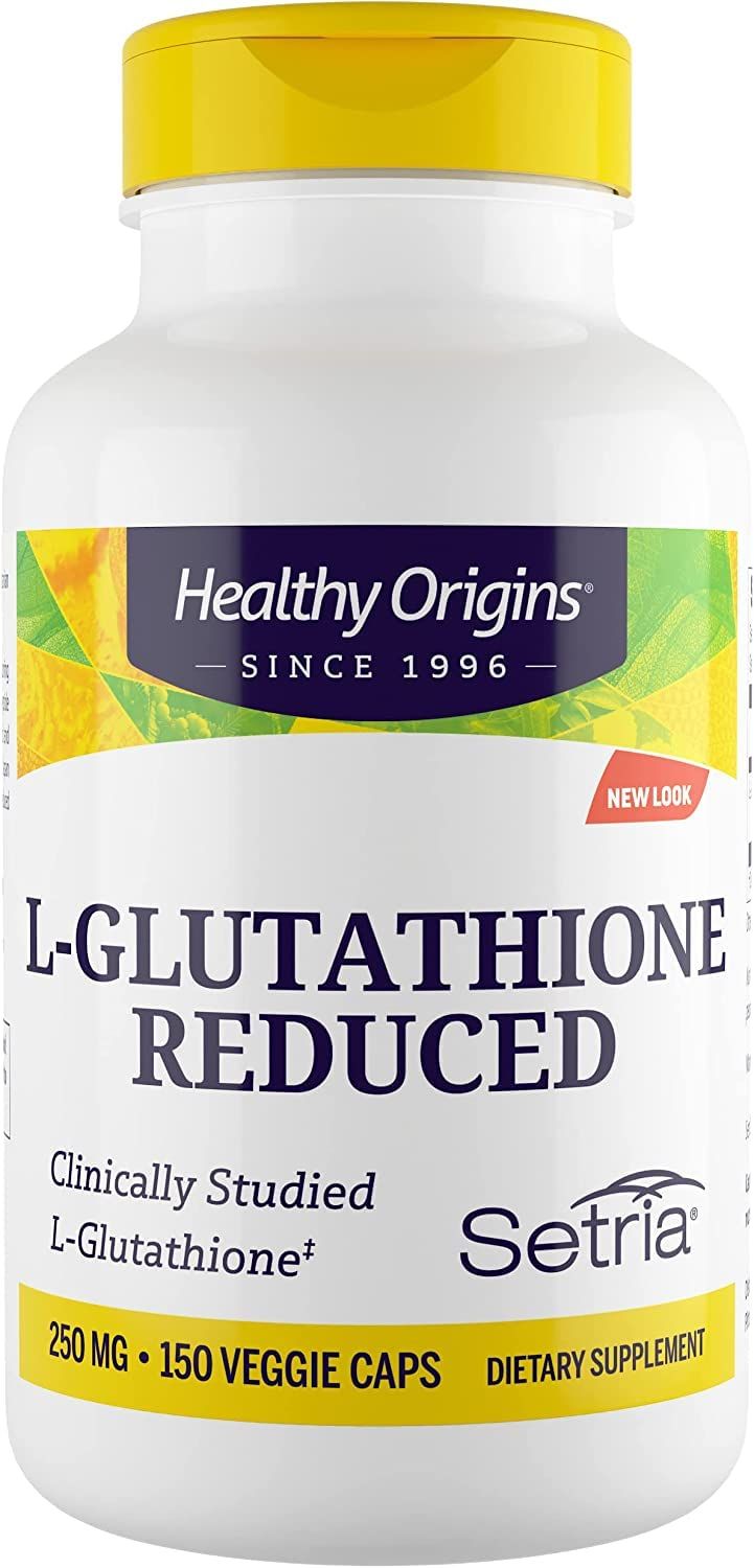 Healthy Origins L-Glutathione (Setria) Reduced, 250 mg - Immune Support Supplement - Collagen &amp; Antioxidant Support - Gluten-Free Supplement - 150 Veggie Capsules