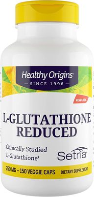 Healthy Origins L-Glutathione (Setria) Reduced, 250 mg - Immune Support Supplement - Collagen &amp; Antioxidant Support - Gluten-Free Supplement - 150 Veggie Capsules