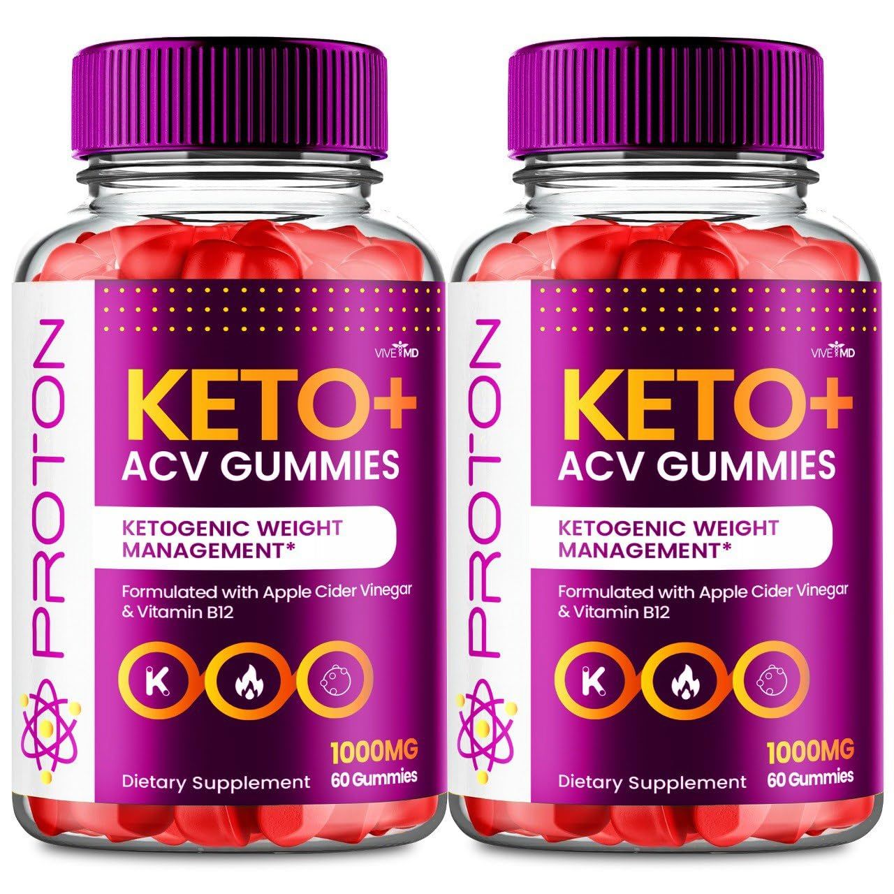 VIVE MD Proton Keto ACV Gummies Advanced Weight Management, Protein Keto ACV Gummies, Proton Keto Plus Gummies with Apple Cider Vinegar Supplement 1000mg, Proton Keto+ACV Gummies Reviews (2 Pack)