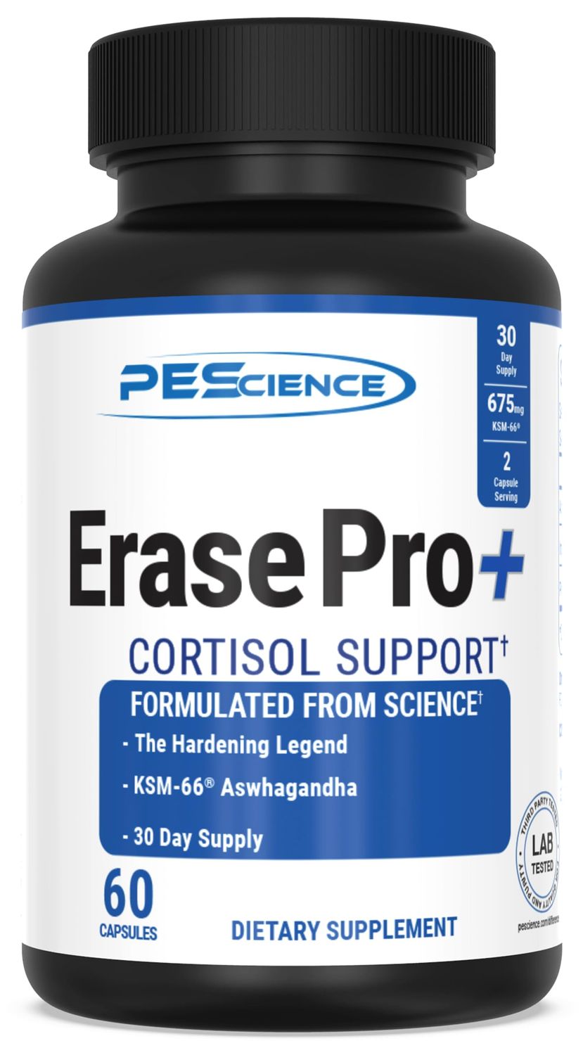 PEScience Erase Pro +, Natural Testosterone Booster, Cortisol Blocker, and Anti Estrogen PCT Supplement, 30 Day Cycle