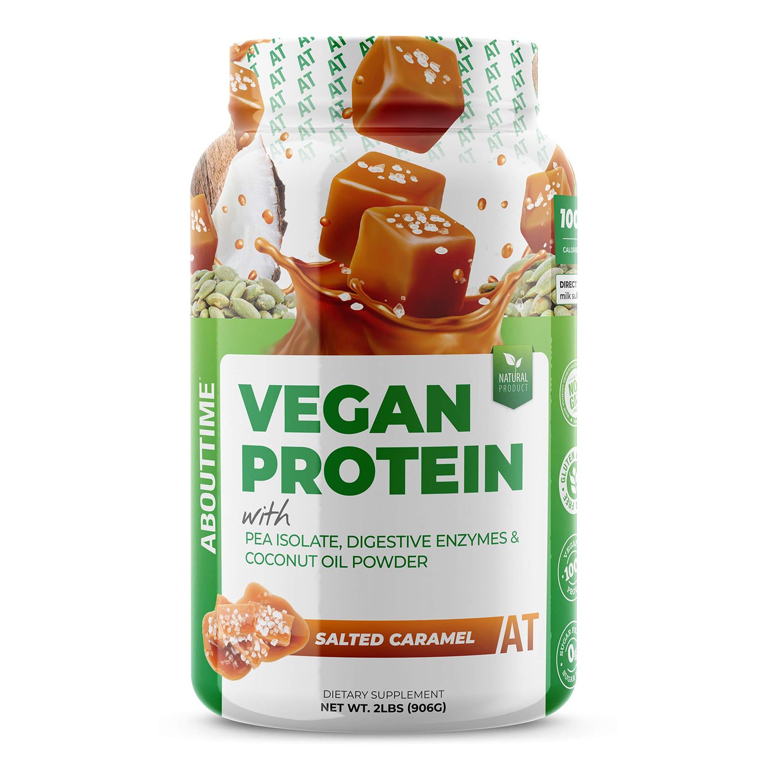 About Time Vegan Protein Supplement, Salted Caramel, 2 Pound