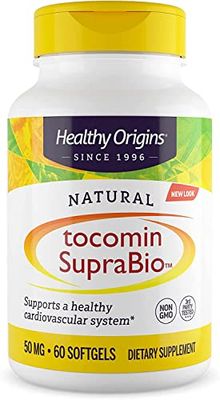 Healthy Origins Tocomin SupraBio (Tocotrienols), 50 mg - Supports Heart Health &amp; Cardiovascular System - Tocotrienol &amp; Vitamin E Supplement - Gluten-Free Skin Support - 60 Softgels