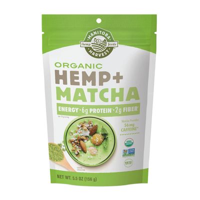 Manitoba Harvest Organic Hemp &amp; Matcha Powder, 5.5 oz - Energy, 6g of Protein, 2g of Fiber per Serving - Matcha Protein Powder - Vegan, Non-GMO Project Verified - 56g of Caffeine - Packaging May Vary
