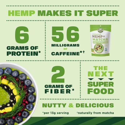 Manitoba Harvest Organic Hemp &amp; Matcha Powder, 5.5 oz - Energy, 6g of Protein, 2g of Fiber per Serving - Matcha Protein Powder - Vegan, Non-GMO Project Verified - 56g of Caffeine - Packaging May Vary