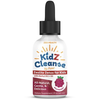 Kidz Cleanse | Zeolite Detox for Kids | Development, Behavior, Energy and Gut Health Support Supplement | Easy to Take, Pure Liquid Zeolite Drops + Methyl B12 + D3 (Raspberry Flavor) - 2oz