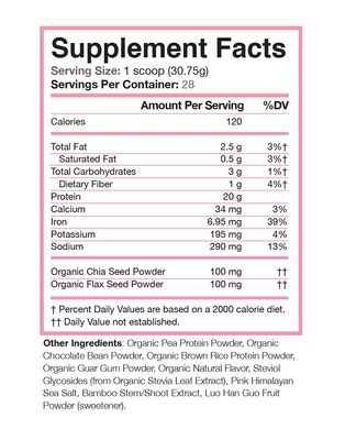 Love Sweat Fitness Organic Plant Based Protein Powder, Chocolate - 28 Servings, 20g Protein, Vegan, Gluten Free, Non-GMO