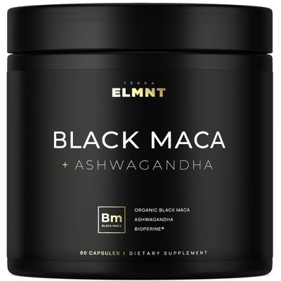 40,000mg 40x Strength Organic Black Maca Root w. Ashwagandha - #1 Highest Potency Black Maca Root Capsules for Men Supplement 100% Pure Maca Peruana 40:1 Extract Maca Powder Pills Gelatinized, Non-GMO