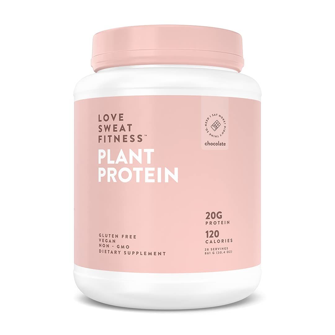 Love Sweat Fitness Organic Plant Based Protein Powder, Chocolate - 28 Servings, 20g Protein, Vegan, Gluten Free, Non-GMO