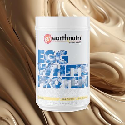 EarthNutri - Egg White Protein Powder for Pre, Intra or Post Workout and Muscle Growth Support, 26g of Protein, Vanilla Flavor, 20 Servings