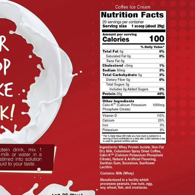 Bariatric Eating Inspire Coffee Ice Cream Whey Protein Isolate Powder (20 Servings)
