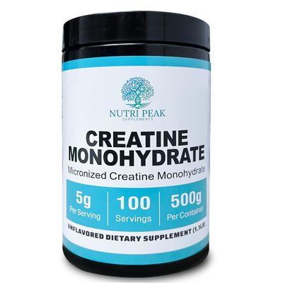 Nutri Peak Supplements Creatine Monohydrate Micronized Powder Unflavored 500G, 5000mg Per Serv (5g), 100 Servings