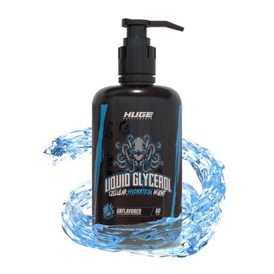 Huge Supplements Liquid Glycerol Supplement, Enhances Muscle Pumps, Increases Muscle Fullness, Boosts Endurance, Cellular Hydration Agent, Clean &amp; Convenient Pump Top, Unflavored (60 Servings)