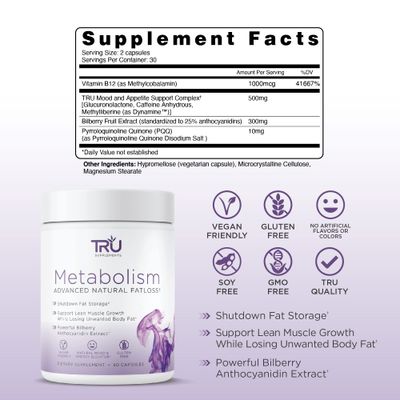TRU Metabolism, Advanced Fat Loss, Fight Cravings, Boost Mood, No Jitters or Crash, 30 Servings